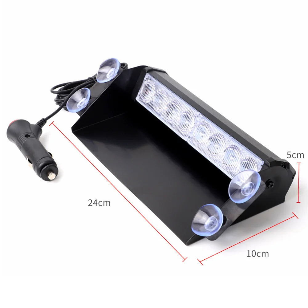 Car Flashing Police Lamps 12V LED Strobe Warning Lights DRL Day Running Interior Windshield Suction Truck Automotive Accessories