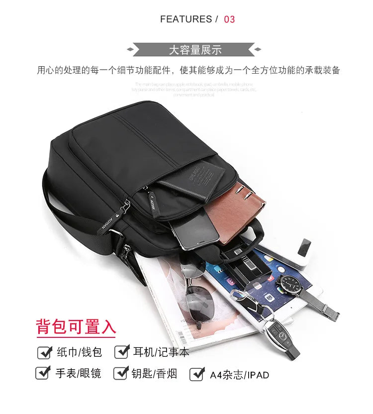 AOTIAN Vertical Men's Casual Shoulder Bag Waterproof Oxford Cloth Business Crossbody Handbag Simple and Fashionable Sling Bag