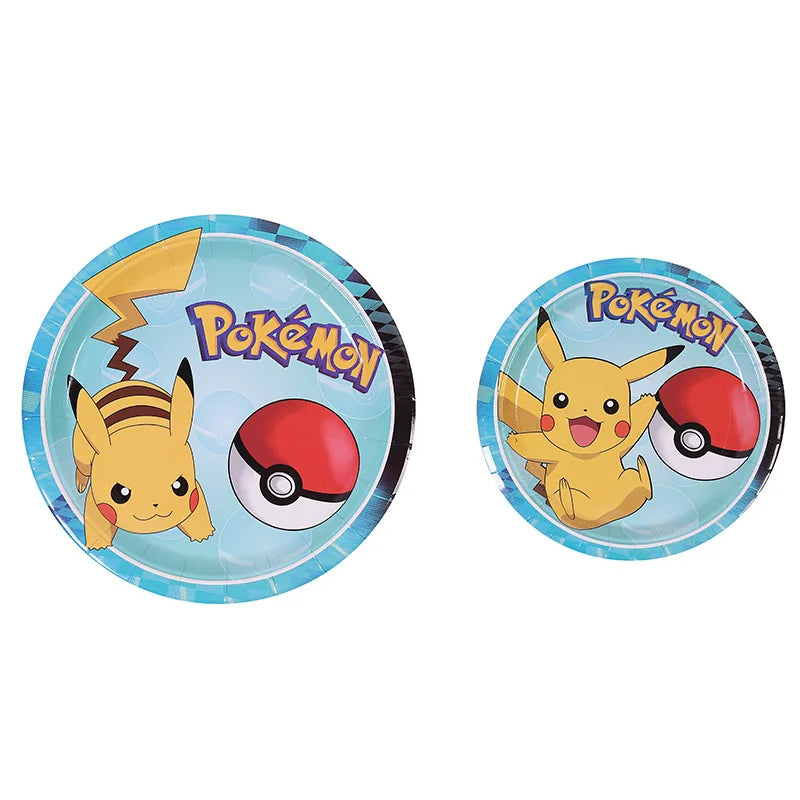 Cartoon Pikachu Theme Birthday Party Disposable Tableware Set Balloons Decorations Photo Props Background Pokemon Party Supplies