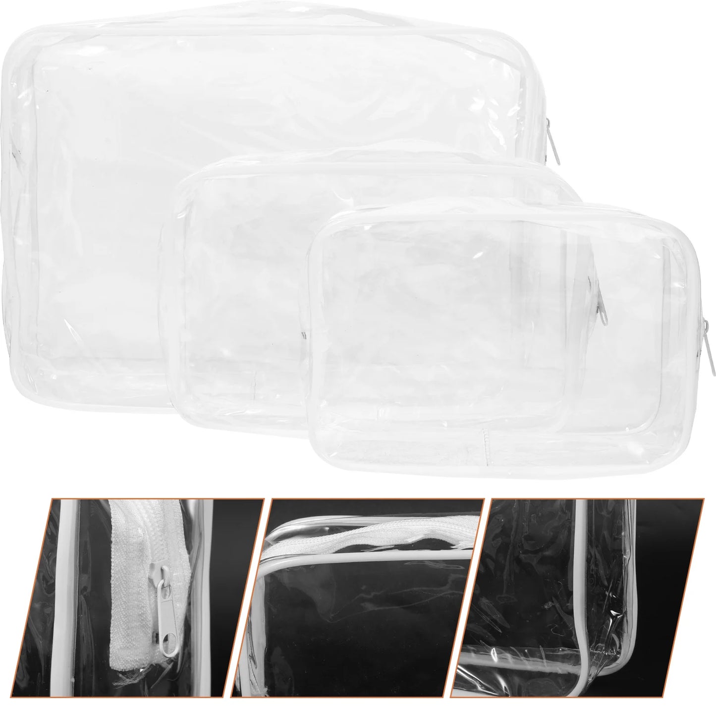 3 Pcs Transparent Toiletry Bag Pvc Storage Makeup Organizer Portable Travel Bags Personal Wash