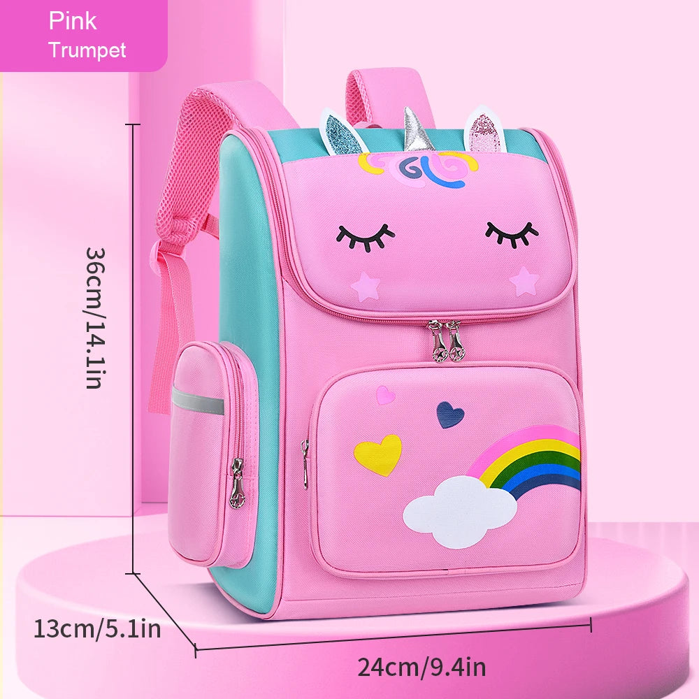 Children's Elementary School Students Schoolbag Girls 1,2,3,4,5,6 Grades 6-12 Years Old Shoulders Backpack Cute Waterproof Light