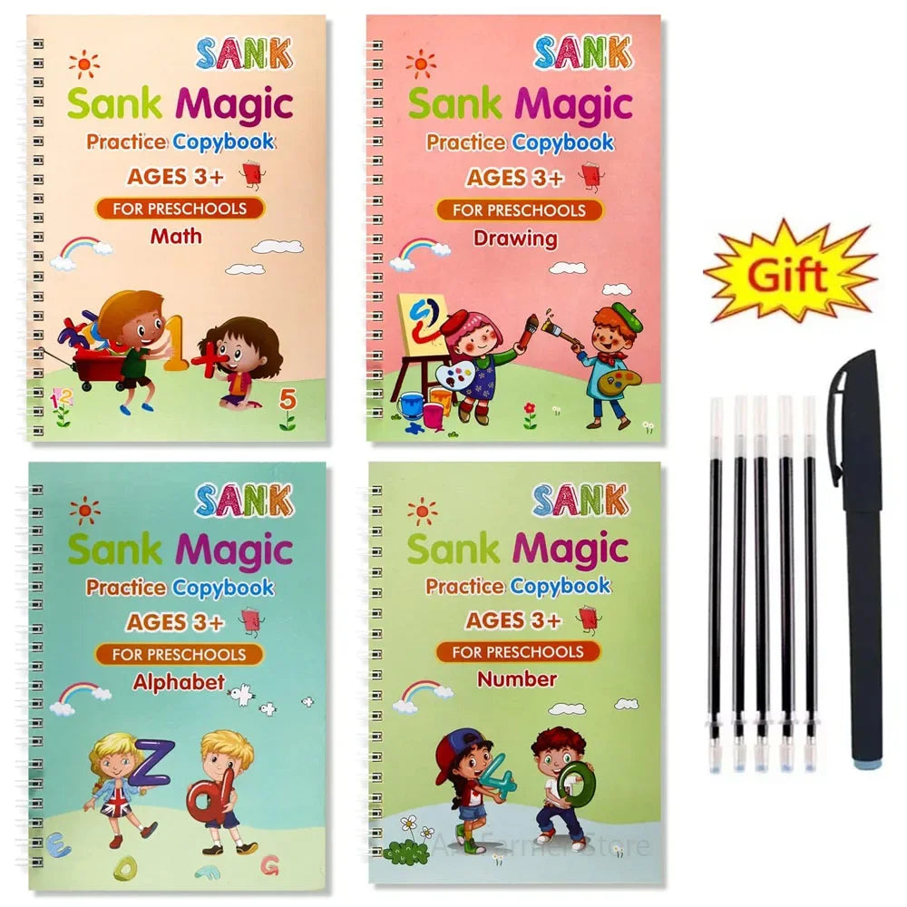 4 Books Magic Book Montessorii Educational Drawing Toys Montessori Education Kids Copy Exercise French Writing Notebook