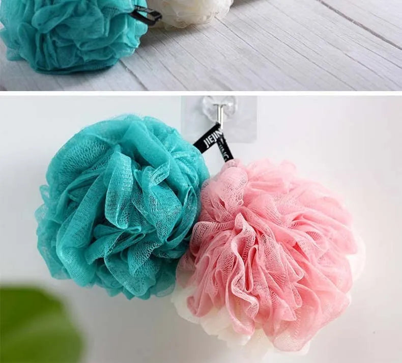 3 PCS Large Bath Balls Color Blocking PE Bath Flower Soft Scrubbing Bubble Net Two Color Bath Flower