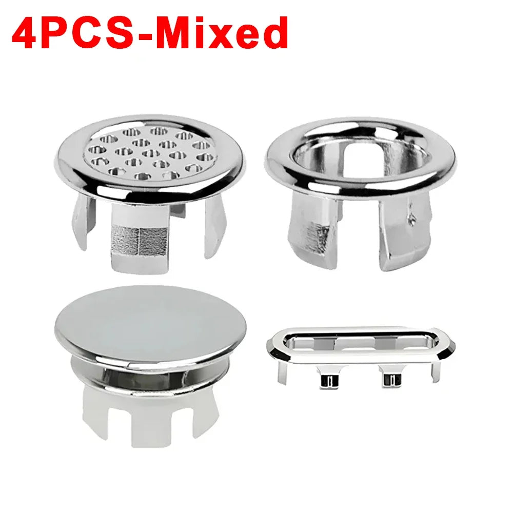 4Pcs Kitchen Bathroom Basin Circular Overflow Drain Cover Decoration Bathtub Sink Hole Overflow Hollow Washbasin Overflow