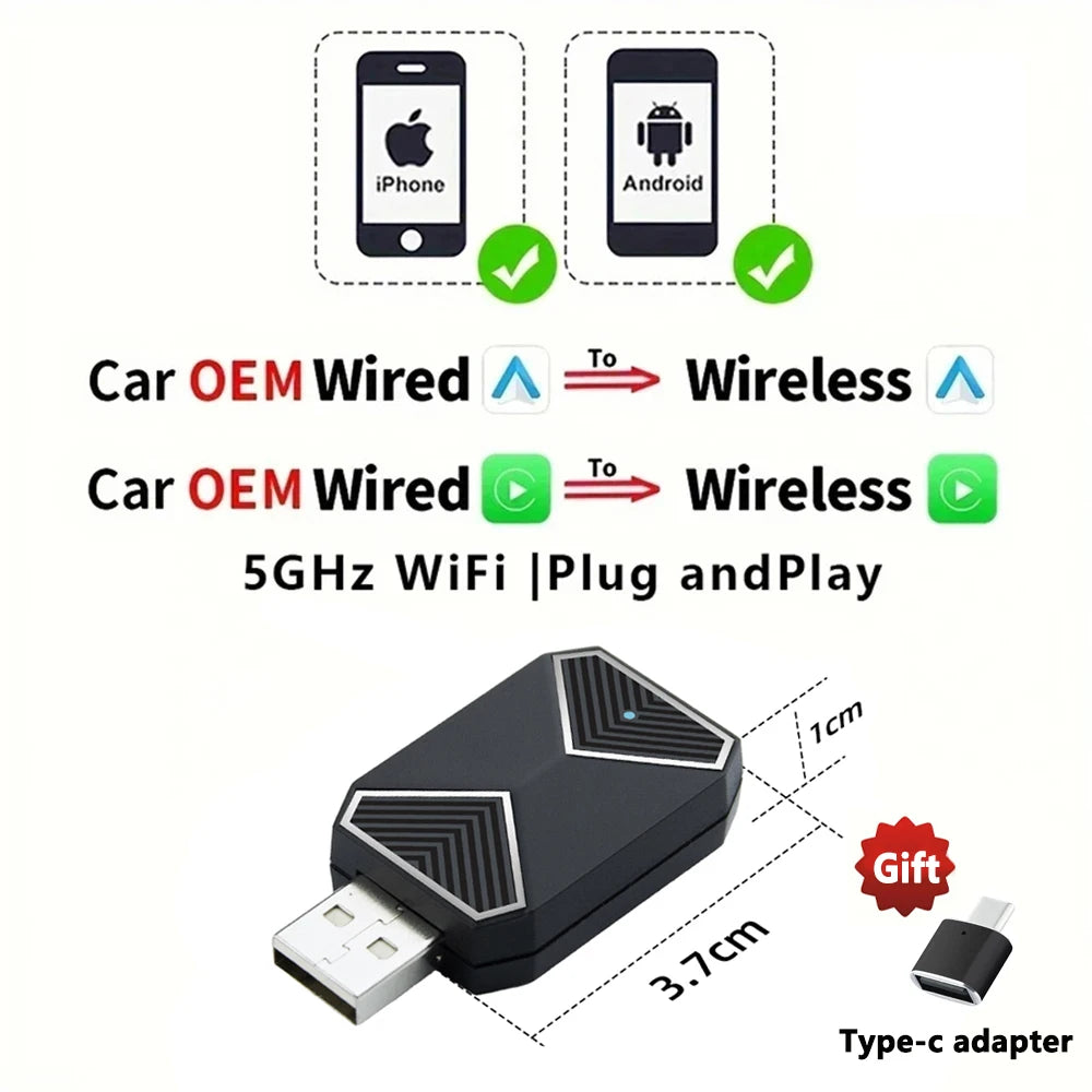 CarAIBOX 2in1 Wireless CarPlay Dongle Wireless Android Auto Box For Car Radio with Wired CarPlay