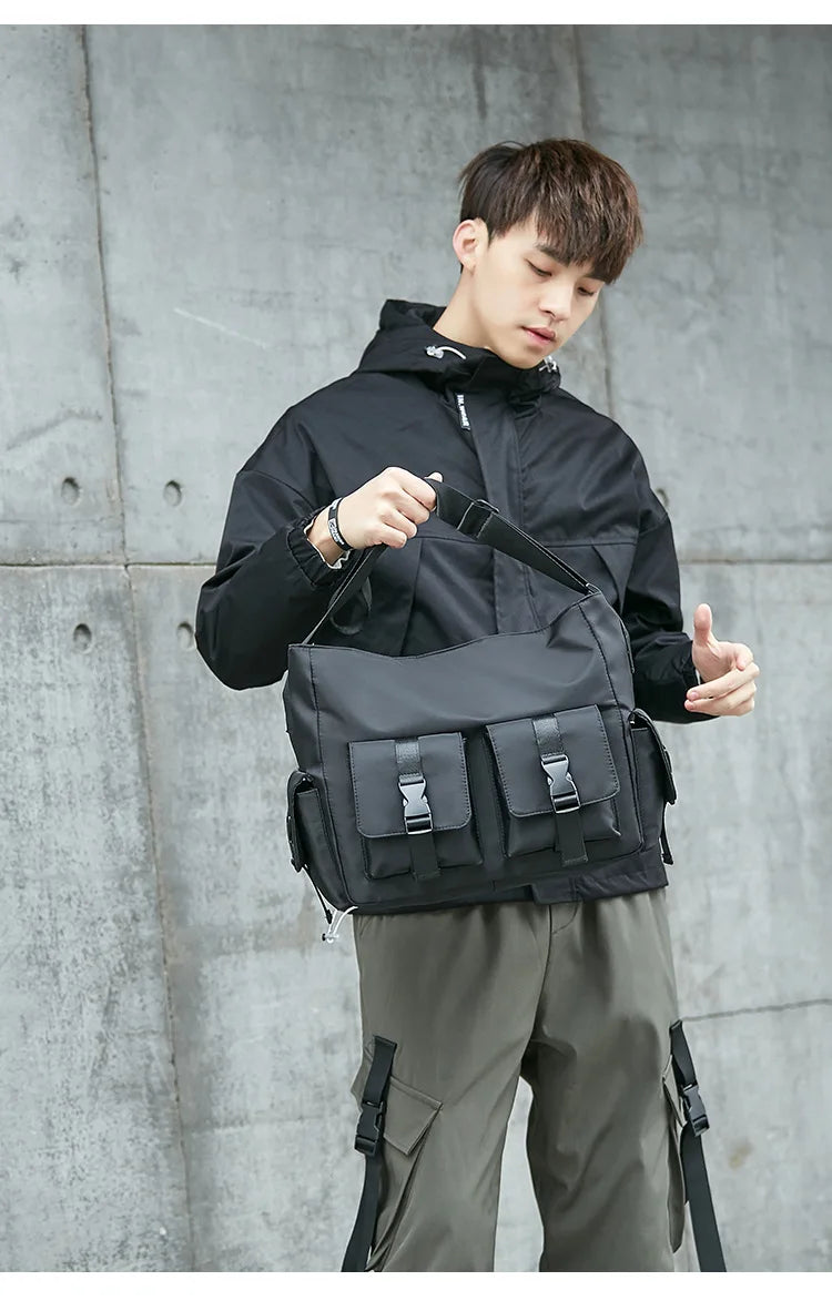 Casual Large Capacity Waterproof Messenger Shoulder Bag Men Crossbody School bag for Teenage Outdoor Man Black Big Travel Bags