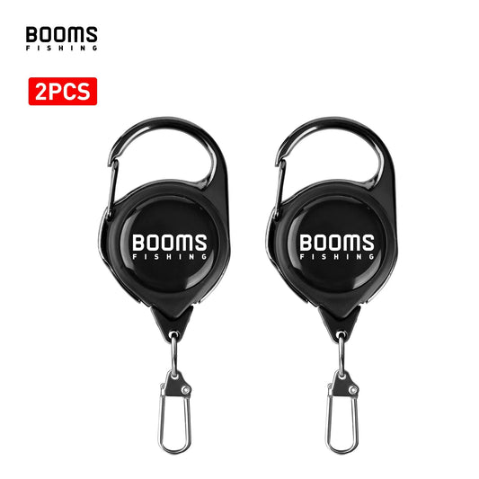 Booms Fishing Retractable Key Chain 2pcs with Antirust Spring Easy Release Badge Holder Fly Fishing Zinger Retractor Accessories