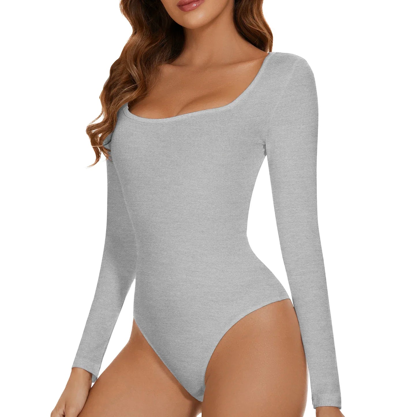 Autumn Square Neck Bodysuit Women's Long Sleeved Shapewear Tummy Control Body Shaper Lady Streetwear Female Warm Clothing Winter