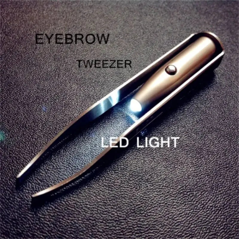 1pc Portable Stainless Steel Smart Design Eyebrow Hair Remove Tweezer With LED Light Makeup Tool