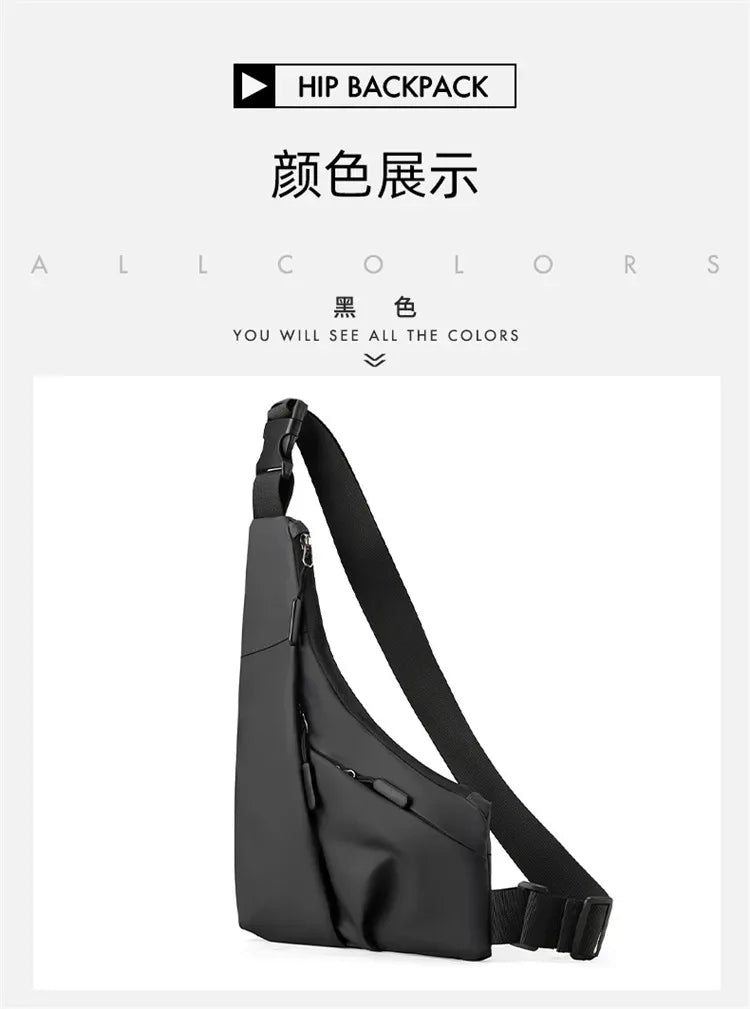 Anti Theft Close Fitting Chest Bag Men's Leisure Leather Film Triangle Bag Crossbody Card Wallet Sports Cycling Riding Sling Bag