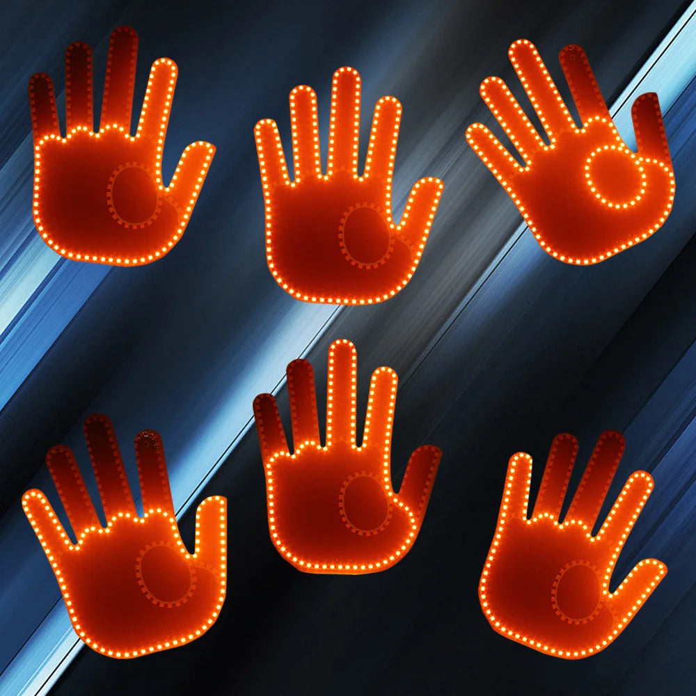 Car Funny 6 Models Hand Shape Light with Remote Road Car LED Hand Gesture Sign Light Warning Light with Remote for Rear Window