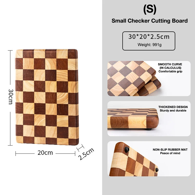 Acacia Wood Kitchen Board,Natural Splicing checkerboard texture chopping board,Solid Wood kitchen Board Non-slip Knife Board