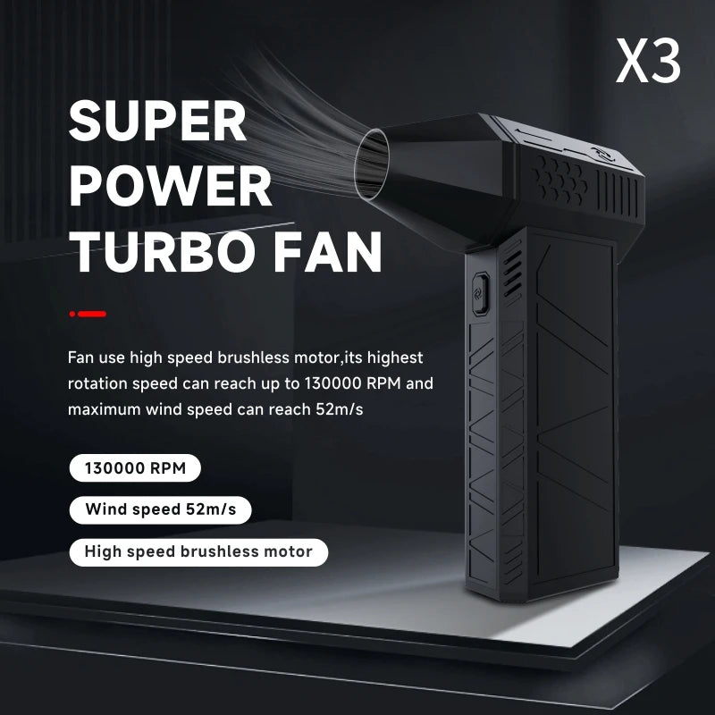 AMNVOLT X3 130000RPM Wind Speed 52m/s Turbo Jet Fan Turbo Fan Industrial Duct Fan Brushless Motor Car Dryer