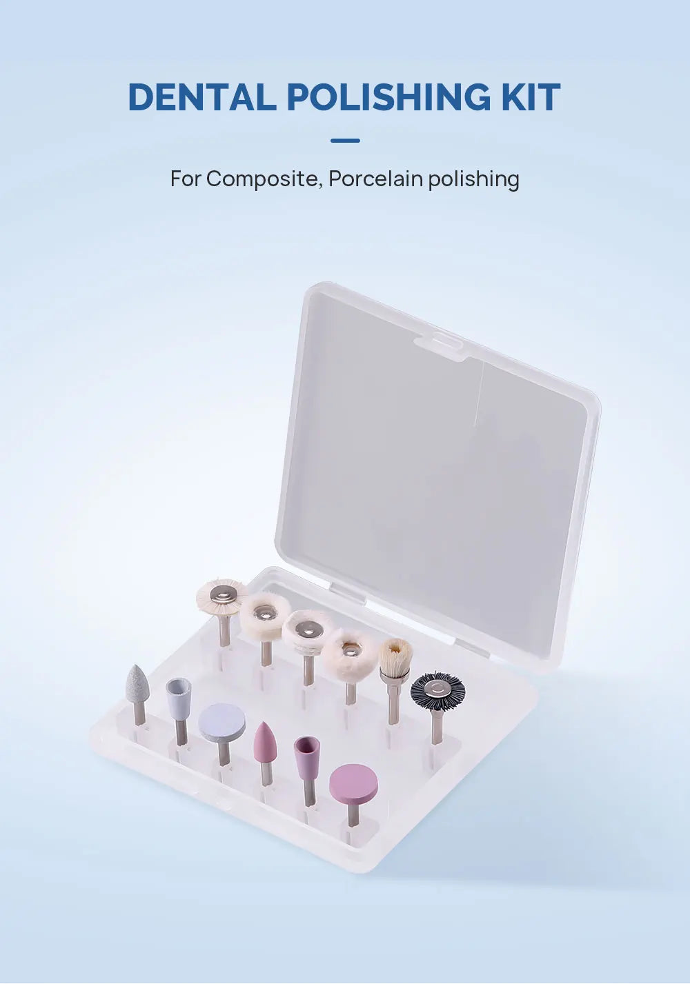 AZDENT 12PCS/Box Dental Composite Polishing Kit RA 2.35mm Polisher for Low Speed Hanpiece Porcelain Natural Teeth Nail Polishing