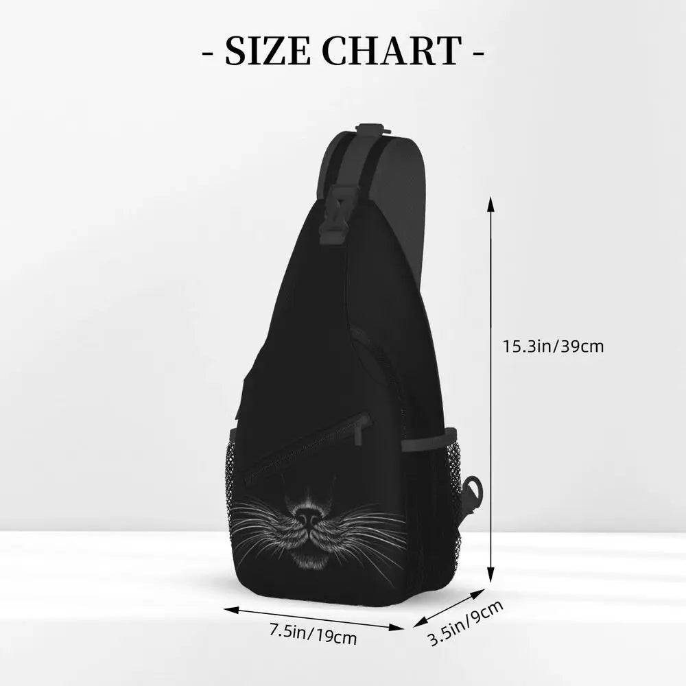 Black Cat Panther Animal Chest Bag Men Sling Crossbody Backpack Chest Bag Travel Hiking Daypack Shoulder Bag