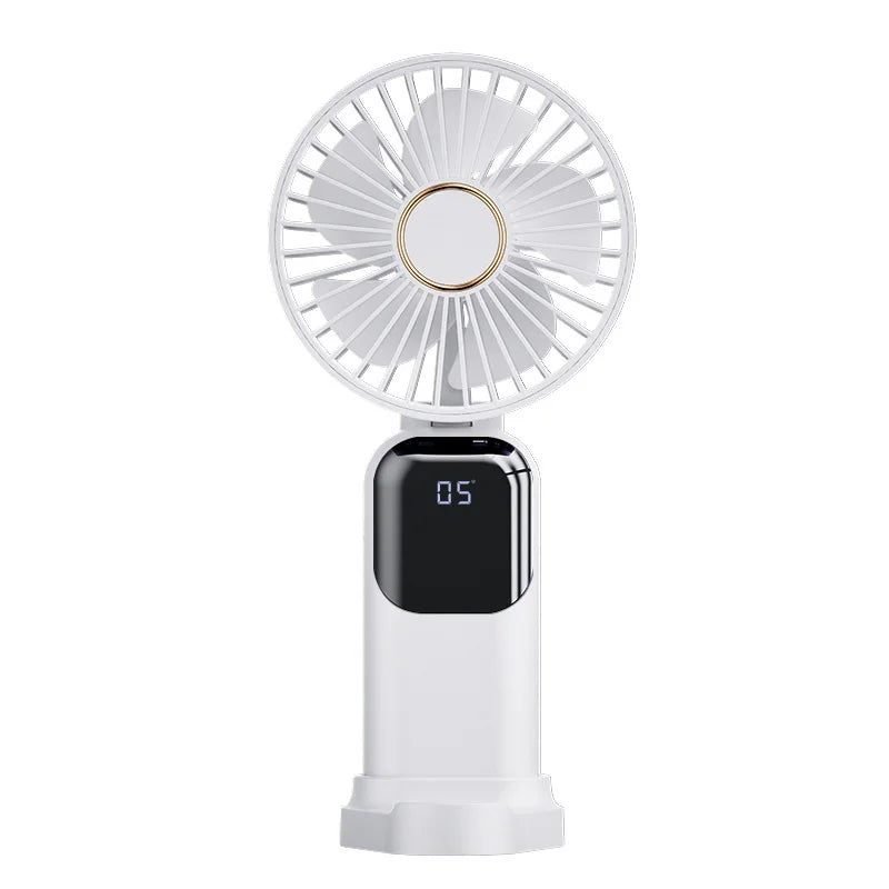 20000mAh Handheld Electric Fan Rechargeable Portable Fan Desktop Mini fan 5 Speeds Foldable Digital Display Air Cooler Camping