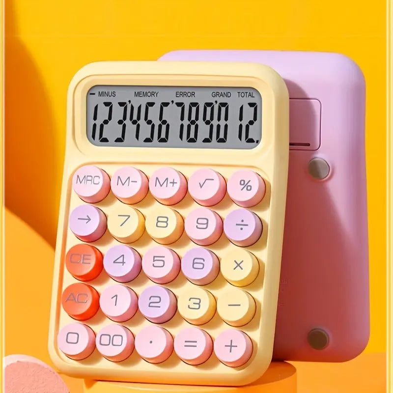 1pc Keyboard Calculator Office 12-digit Mechanical Calculator Cute Candy Color Calculator Desktop Stationery