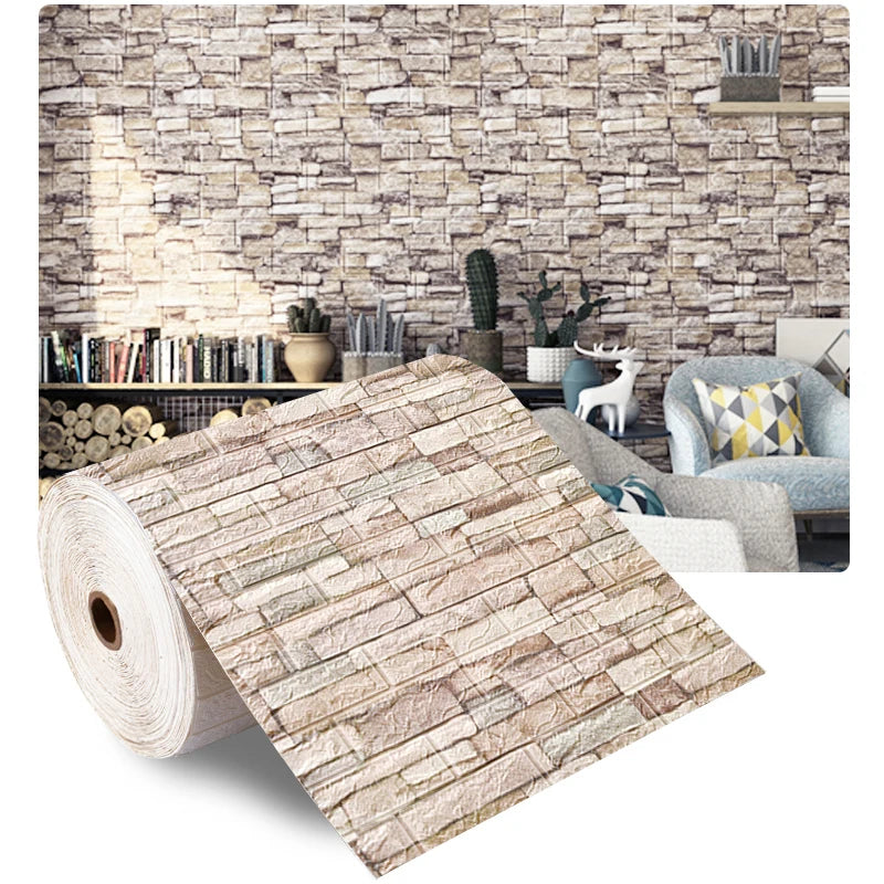 70cm*100cm 3D Brick Pattern Wall Panels Wallpaper DIY Waterproof for Living Room Bedroom Kitchen Background Wall stickers Decor