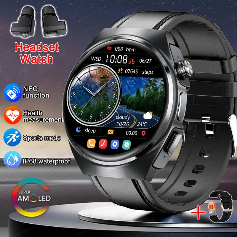 2024 New Smart Watch TWS Headset Two In One Wireless Bluetooth Dual Earbuds Call Health Monitor Sport Tracker NFC Smartwatch man