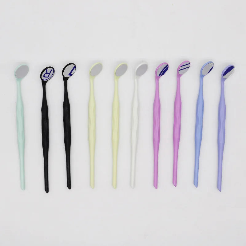 AG 10pcs/Box Dental Double Sided Mouth Mirrors Autoclavable Surface Exam Reflectors With Handle Oral Tooth Whitening