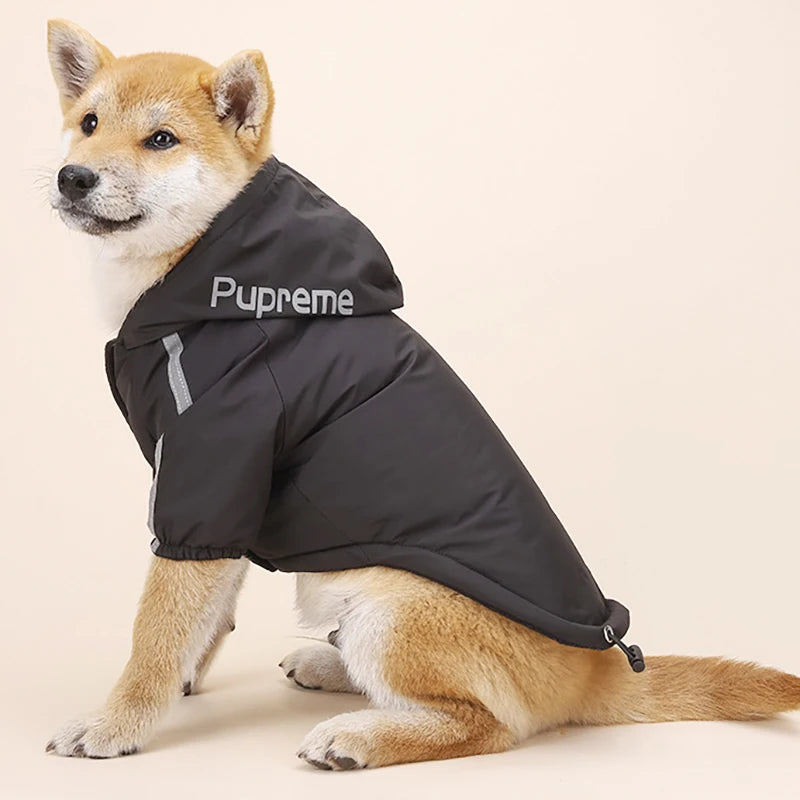 Autumn Winter Pet Dog Waterproof Coat Puppy Warm Cotton Jacket The Dog Face Hoodie Reflective Clothing For Dogs Cats Clothing