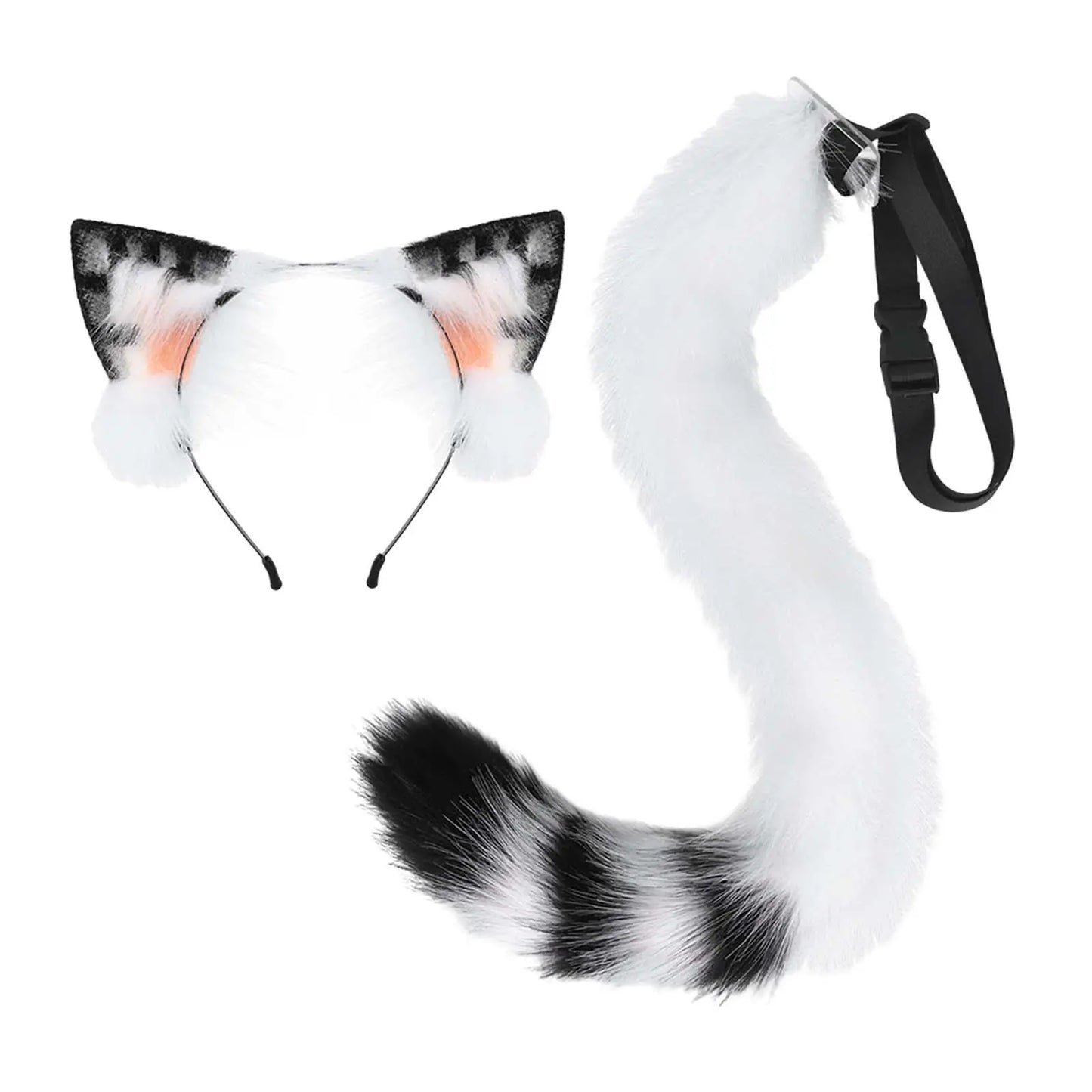 Cat Ears Headband and Tail Animal Ears Costume Accessories Wolf Ears for Prom Night Club