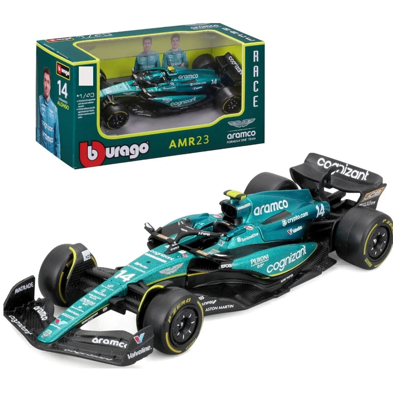 Bburago 1:43 Aston Martin AMR23 Mercedes W14 Red Bull RB19 Miami GP Ferrari SF23 Alpine A523 F1 Model Formula Car Static Racing