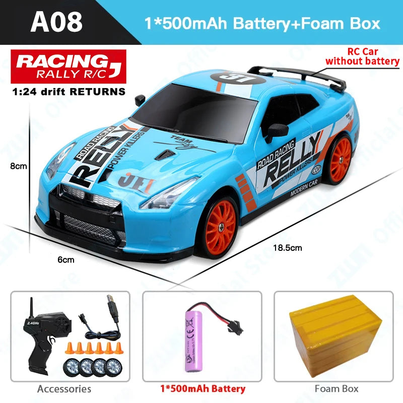 2.4G RC CAR With LED Light 4WD Remote Control Drift Cars Professional Racing Toys GTR Model AE86 for Children Christmas Gifts