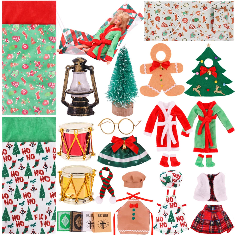 Christmas Doll Accessories Set For Babi 30 CM Doll Clothes Dress For elf Doll,Toys For Girls,Free Shipping,Christmas Gift