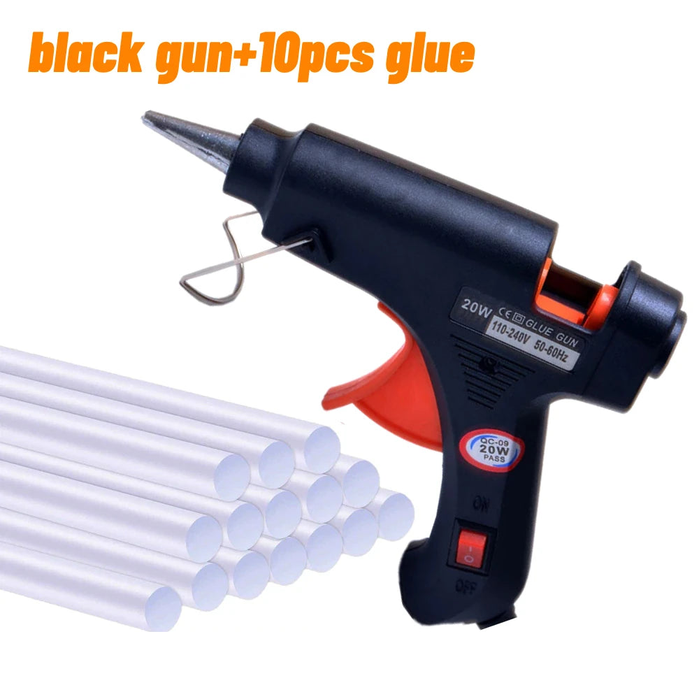 20W Hot Melt Glue Gun DIY Mini Household Industrial Guns Heat Temperature Thermo EU Electric Repair Tool Use 7mm Glue Sticks