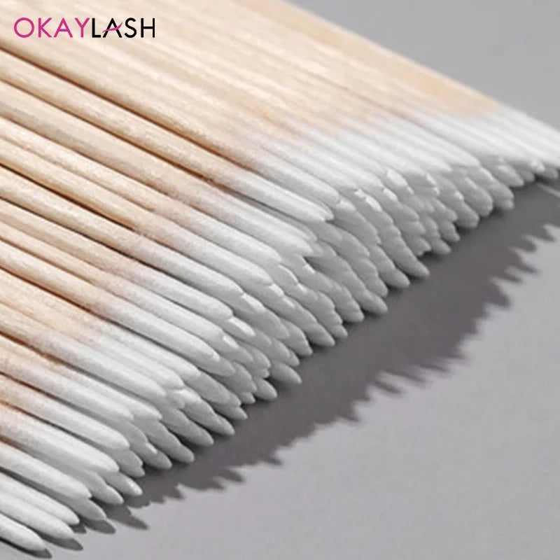 900/100/300pcs Disposable Wooden Micro Bud Swabs Lint Free Eyelash Extension Glue Removing Tools Makeup Mini Brush