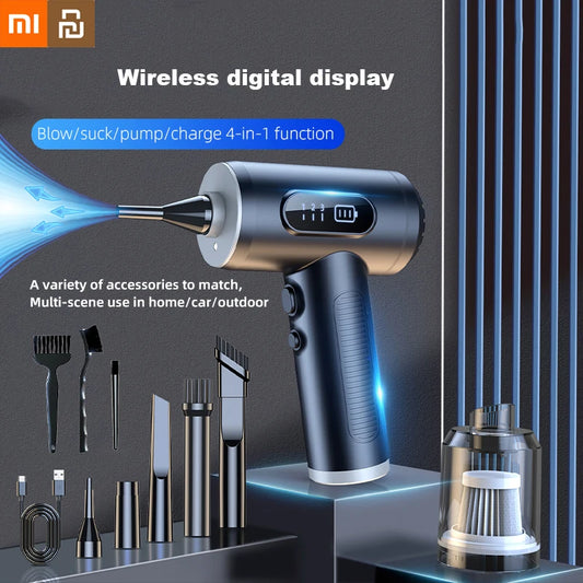 Xiaomi Youpin Vacuum Cleaner Dust Blower Wireless Digital Display Strong Suction Handheld Dust Collector Home Car With LED Lamp