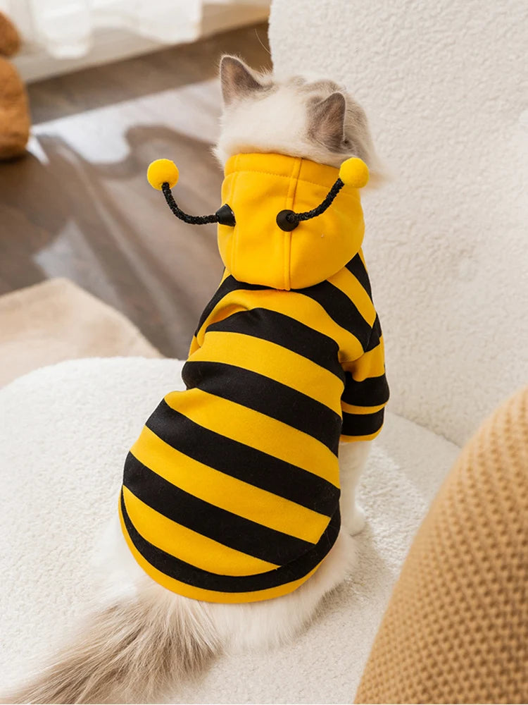 Bee Designer Dog Cat Cosplay Costume Funny Outfit Pet Hoodies Christmas Sweater Warm Coat for Small Dogs Cute Puppy Clothes