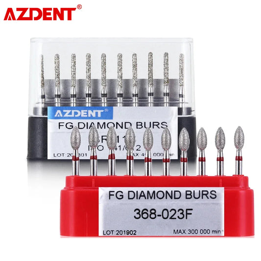 AZDENT 10pcs/Box Dental High Speed Diamond Burs Dentist Super Coarse Diamond Drills Dental Lab Polishing Tools Dia.1.6mm