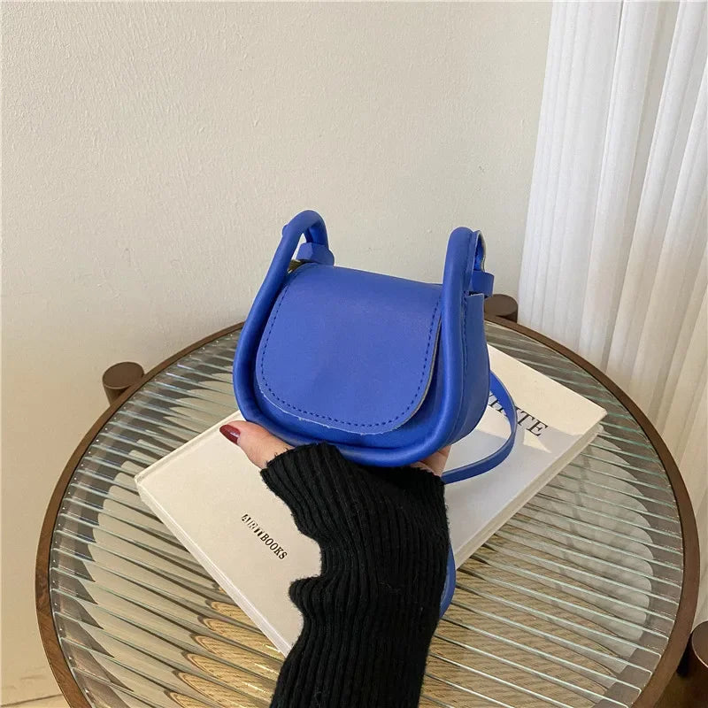 Candy Color Fashion PU Leather Mini Crossbody Bag Shoulder Bags for Women Small Saddle Bag Lipstick Coin Money Pouch Card Holder