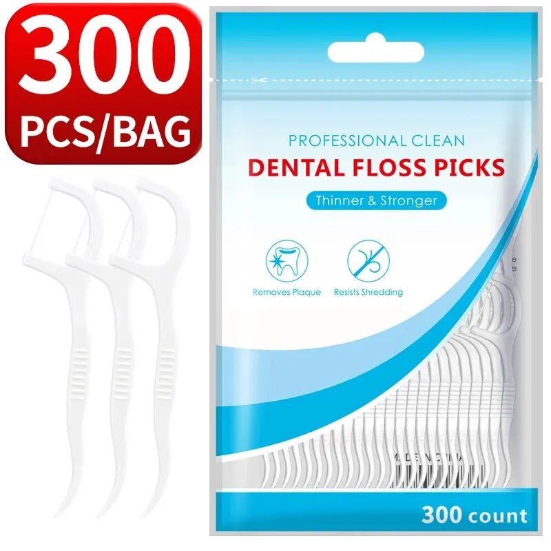 200pcs Dental Floss and Plastic Toothpicks for One-time Cleaning of Dental Gaps-Oral Care