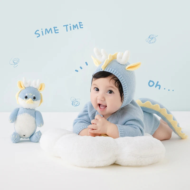 Baby Photography Clothes Lovely Knitted Dragon Outfit With Tail 3-5 Month Infant Photoshoot Props Sunflower Pillow Photo Prop