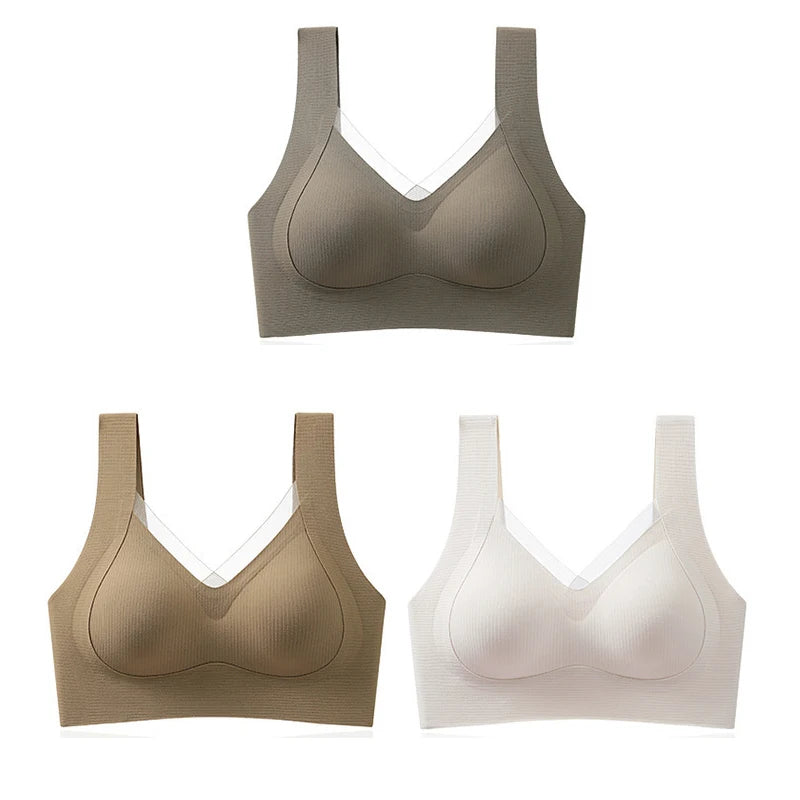 3pcs Women's Bra Breathable Gather Together No Trace Bra No Steel Ring Comfortable Large Size Underwear Vest Sport Bralette