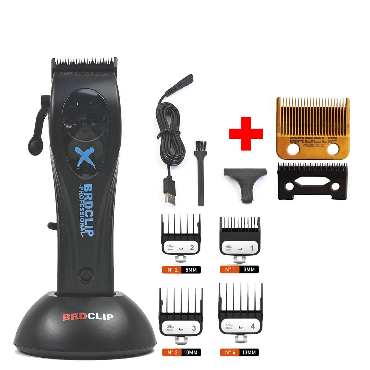 BRDCLIP X1C 9000RPM Magnetic Motor Hair Clipper Professional Barber Hair Cutting Machine Salon Trimmer for Men with Charge Base