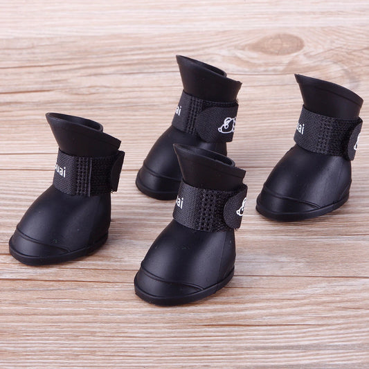 4Pcs S/M/L Size Dog Cat Rain Shoes Pet PVC Shoes Waterproof Rubber Booties Durable Cats Shoes For Large Medium Small Dogs