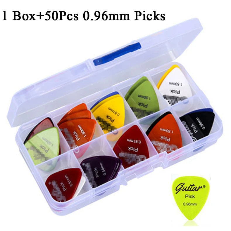 50Pcs/Set Electric Guitar Pick Acoustic Music Picks Plectrum 0.58/0.71/0.81/0.96/1.20/1.50mm Thickness Guitar Accessories GYH