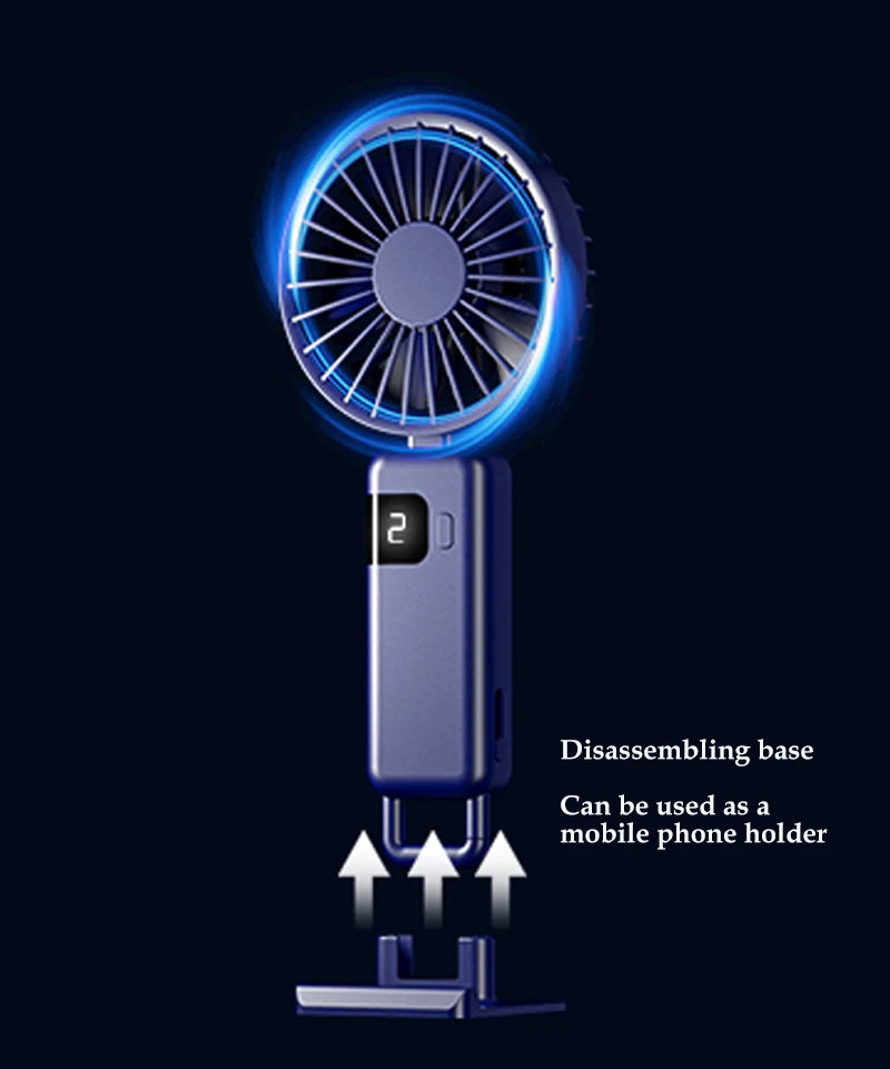 2024 New Arrival Wind Cooling Hand Mini Usb Fan Portable 5 Speed Personal Pocket Rechargeable Handheld with Hook