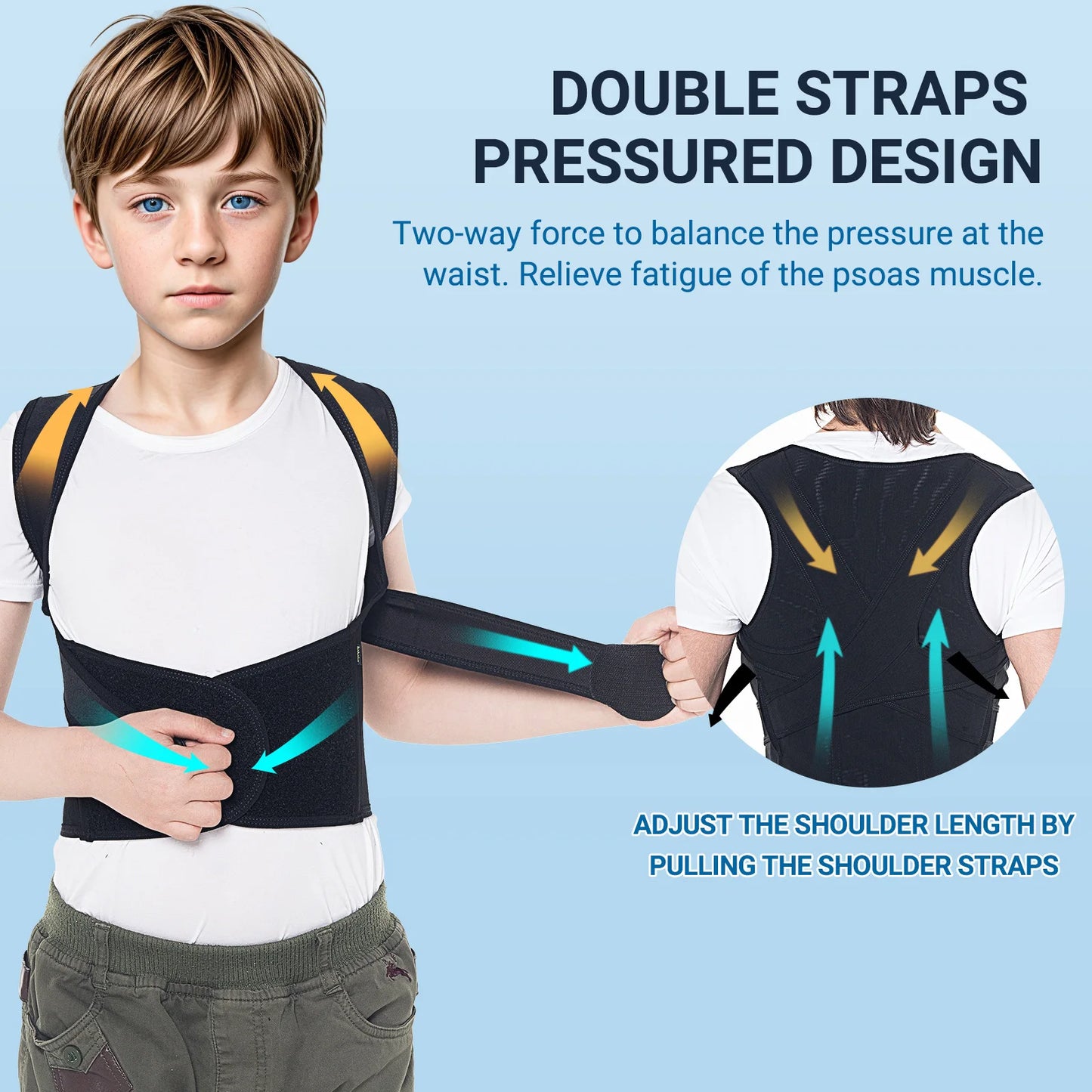 Babaka Child Posture Corrector Back Support Belt Comfortable Adjustable Back Brace Correct Hunchback Relieve Shoulder Back Pain