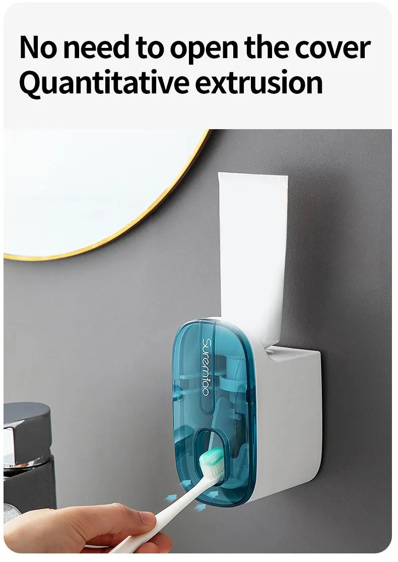 1 PCS Automatic Toothpaste Dispenser Bathroom Accessories Wall Mount Lazy Toothpaste Squeezer Toothbrush Holder