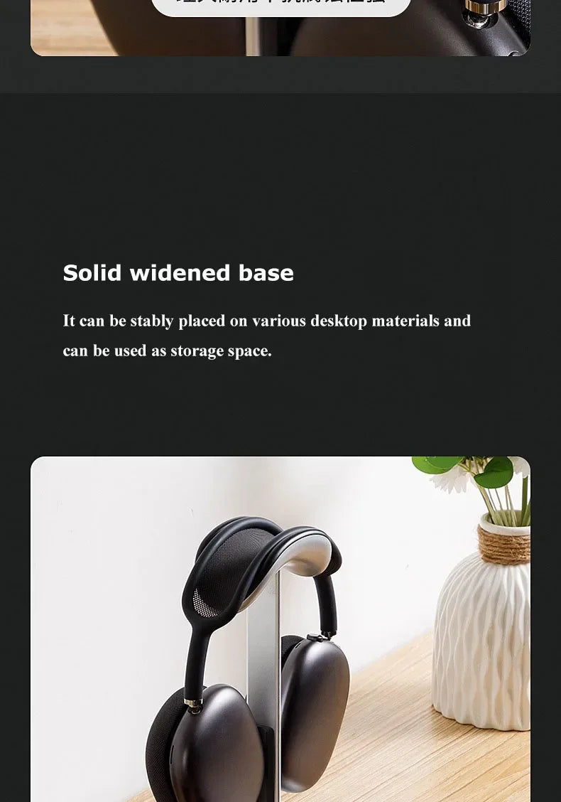 Aluminum Alloy Headphone Stand Detachable Auto-sleep Headset Holder Display Shelf for Airpods Max with Anti-Slip Silicone Pad