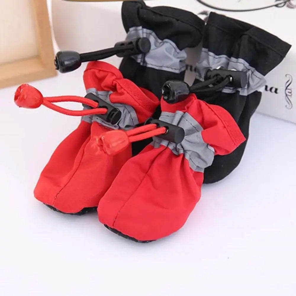 4Pcs Winter Pet Dog Shoes Warm Snow Anti-slip Boots Fur Puppy Small Big Dogs Cat Puppy Socks Pet Rain Shoes