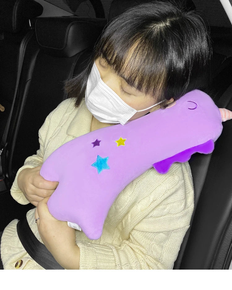 Car Safety Belt Cover Baby Seat Belt Protector Neck Cushion Sleeping Head Support Unicorn Cute Pillow Belt for Children Girl Boy