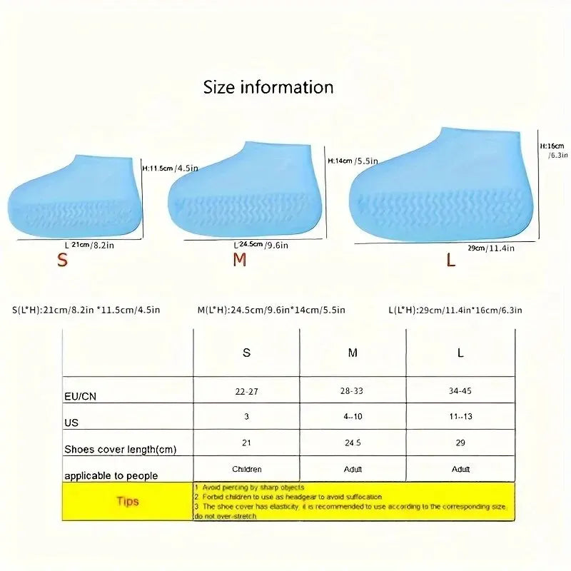 1 Pair Rubber Rain Boot Overshoes For Outdoor Use, Silicone Waterproof Shoe Covers, Rainy Day Shoe Cover, Reusable Non-Slip Rain