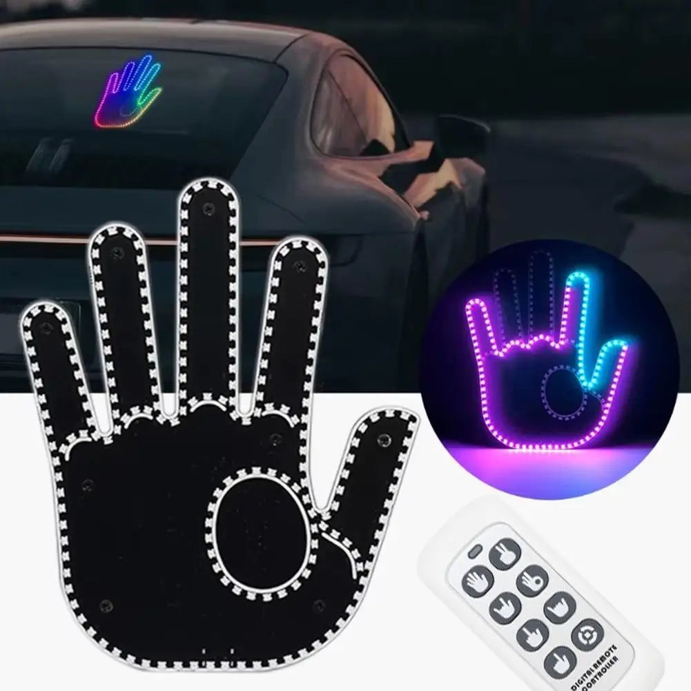 5V Universal 7 Models Hand Shape Funny Light With Remote Road Car LED Hand Gesture Sign Light Warning Light With Remote Control