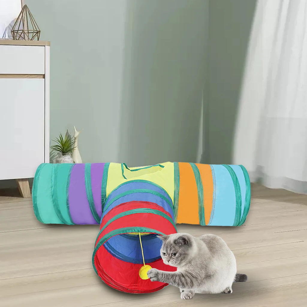 Comfortable Cat Tunnel Interactive Toy Folding Bed for Home Small Animals